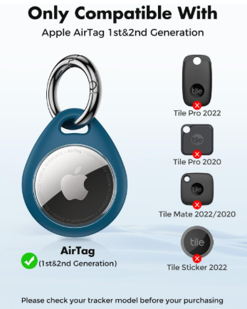 Airtag Holder Keychain, 4 Pack TPU Case for Apple Airtag 1 & 2