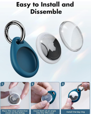 Airtag Holder Keychain, 4 Pack TPU Case for Apple Airtag 1 & 2